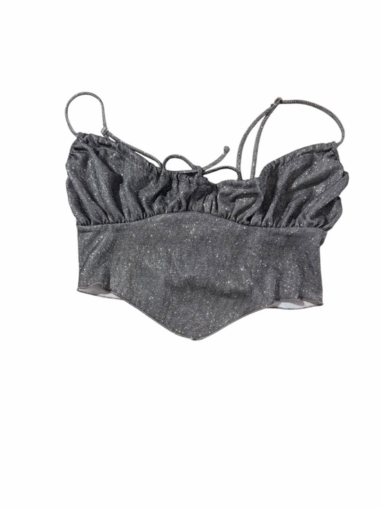 Urban Outfitters Tops - Urban Outfitters Silver Shimmer Ruffle Crop Cami